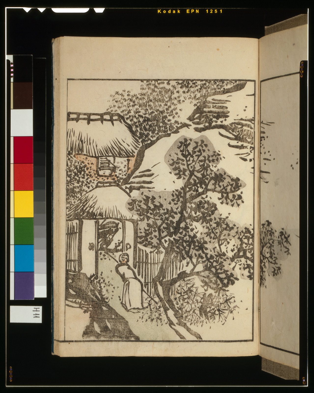 [Elderly Japanese woman trudges up a mountain path towards her home] — historic print