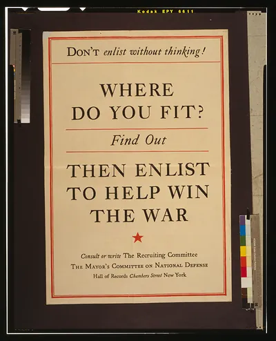 Don't enlist without thinking! Where do you fit? Find out, then enlist to help win the war