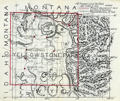 Proposed line of rail roads and hotels, Yellowstone Park