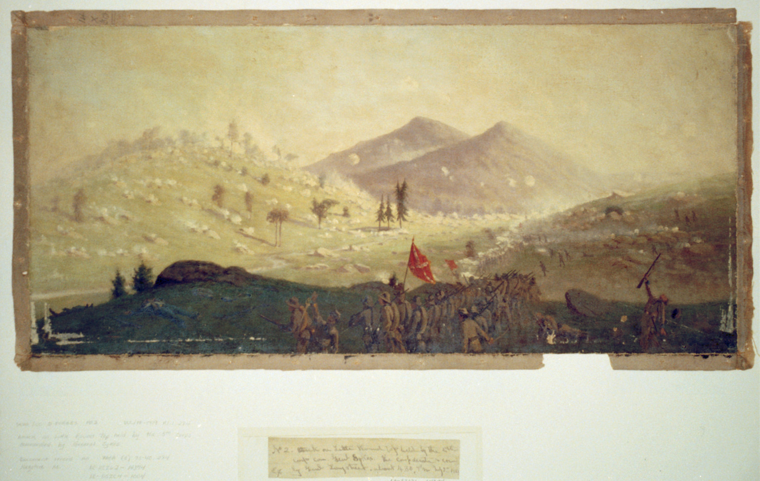Attack on Little Round Top held by the 5th Corps commanded by General Sykes, [between 1865 and 1895] — historic print