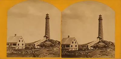 Thacher's Island lights--north tower / phot. by Hervey Friend, 77 Front St., Gloucester. "Cape Anne Views"