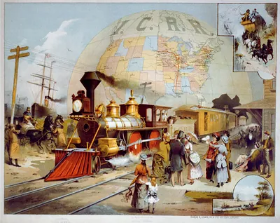 The world's railroad scene / Swain & Lewis, des. & lith. 103 State, Chicago.