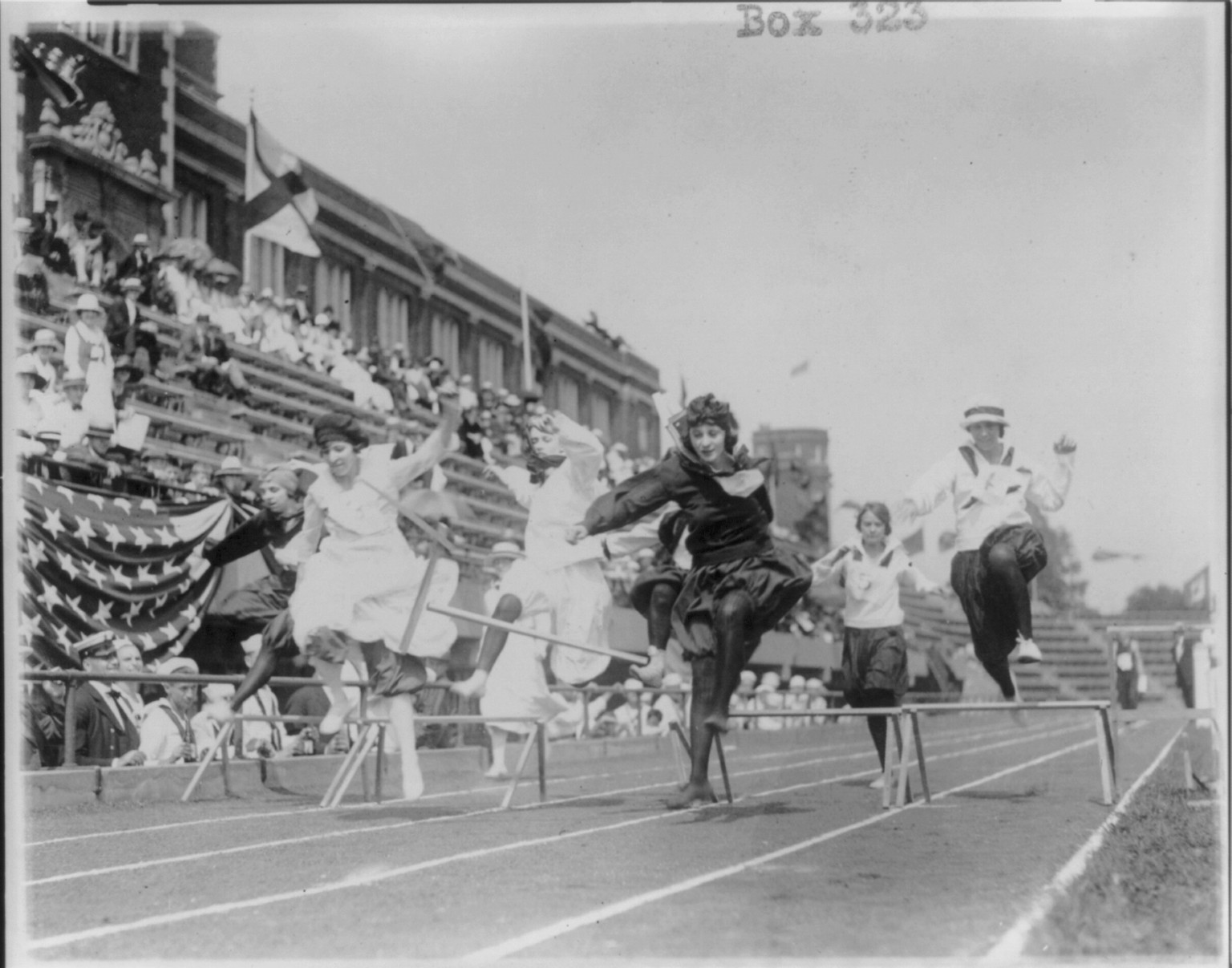[Women competing in low hurdle race, Washington, D.C.], [between 1920 and 1930] — historic photograph