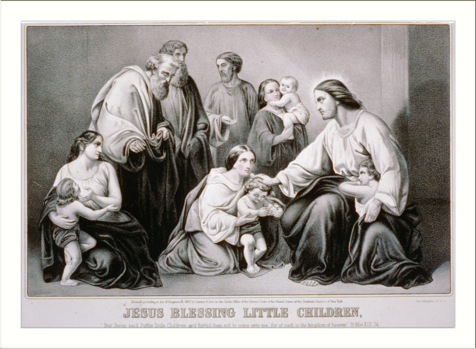 Jesus blessing little children, New York : Published by Currier & Ives, c1867. — antique lithograph