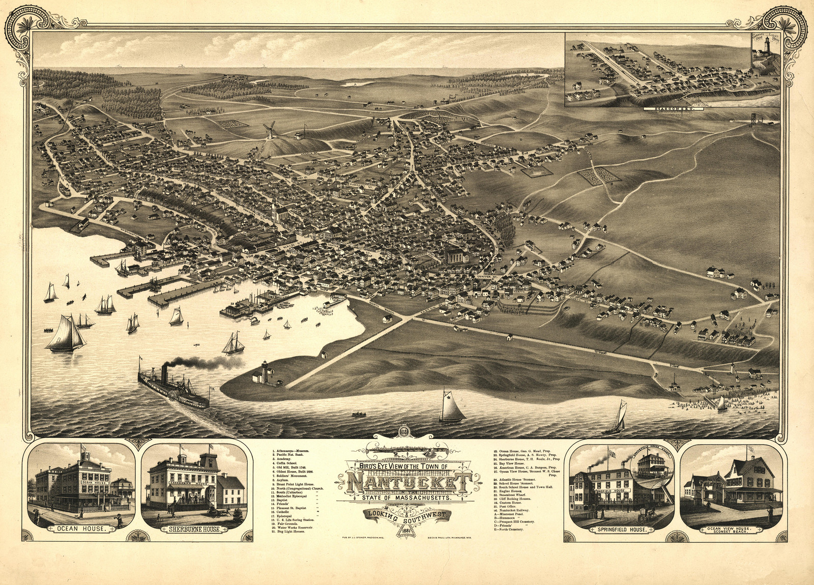 Nantucket, Massachusetts, 1881, 1881 — antique map