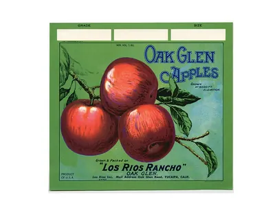Oak Glen Apples crate label, Los Rios Rancho