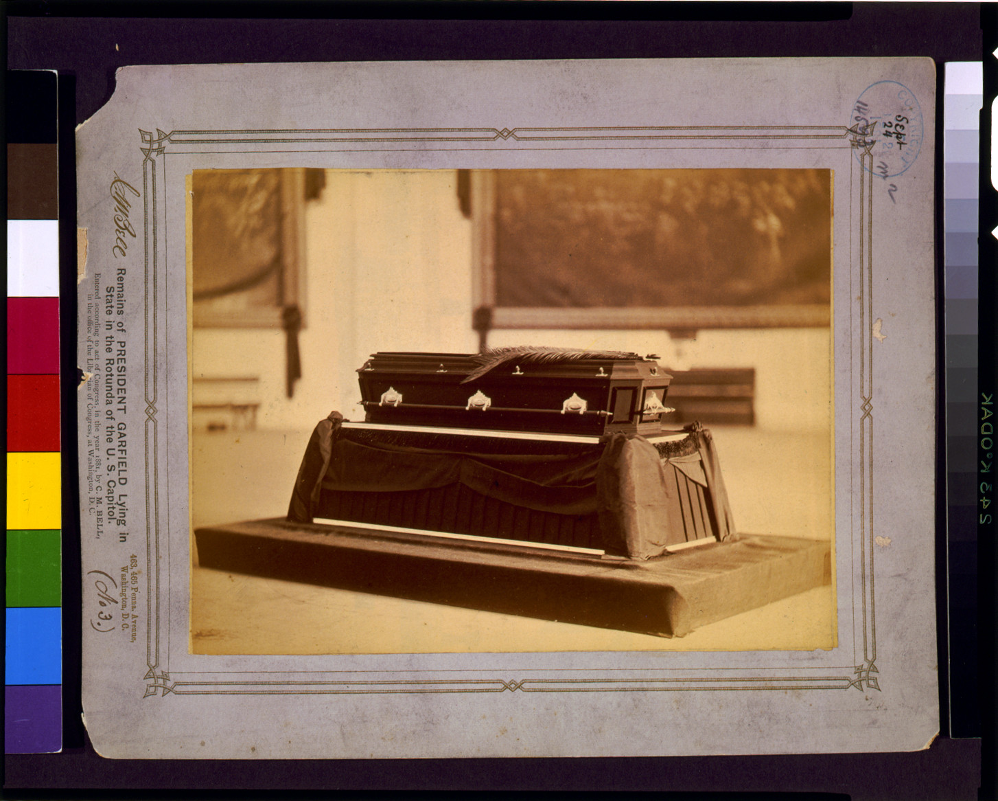 Remains of President Garfield lying in state in the rotunda of the U.S. Capitol / C.M. Bell, Washington, D.C., c1881. — historic photograph