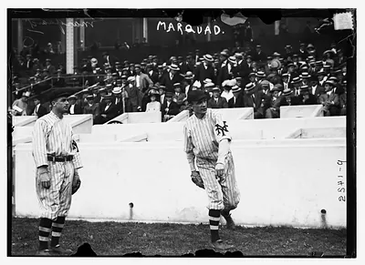 Tillie Shaeffer (left) & Rube Marquard (right), New York NL, at Polo Grounds, NY (baseball)