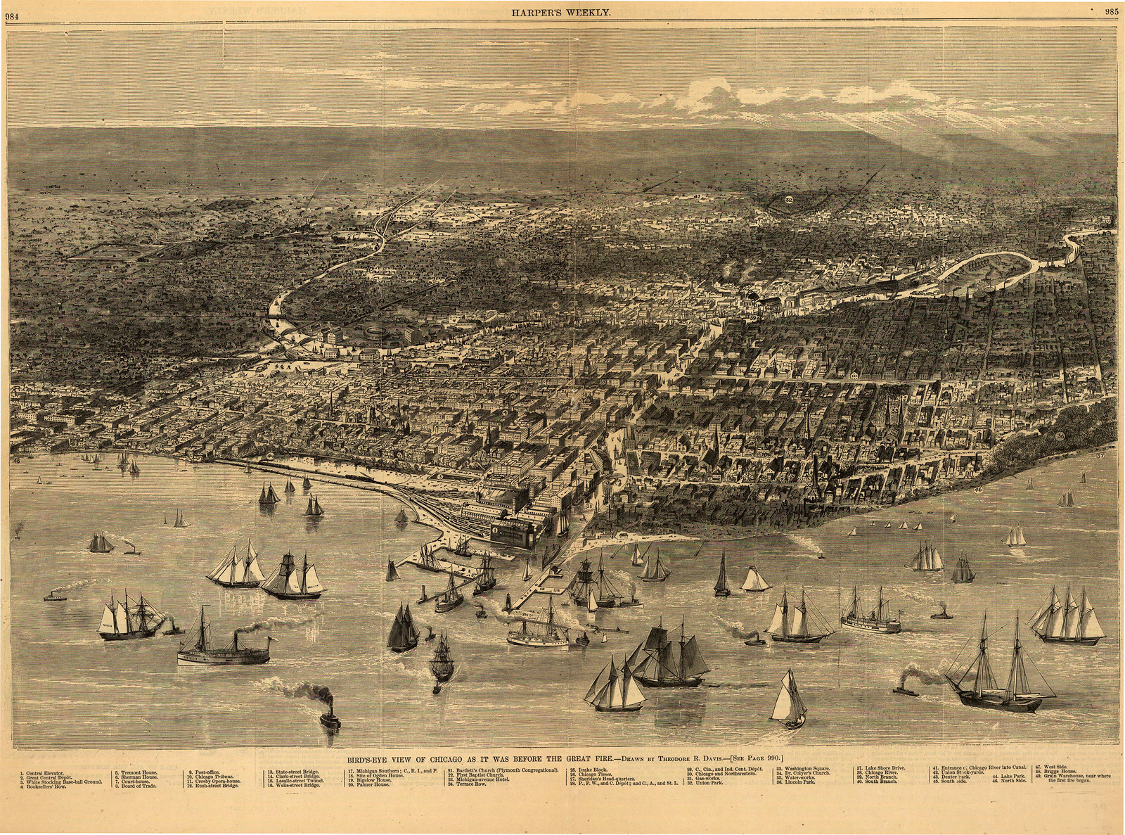 IL Chicago 1871a MAP, 1871 — antique map