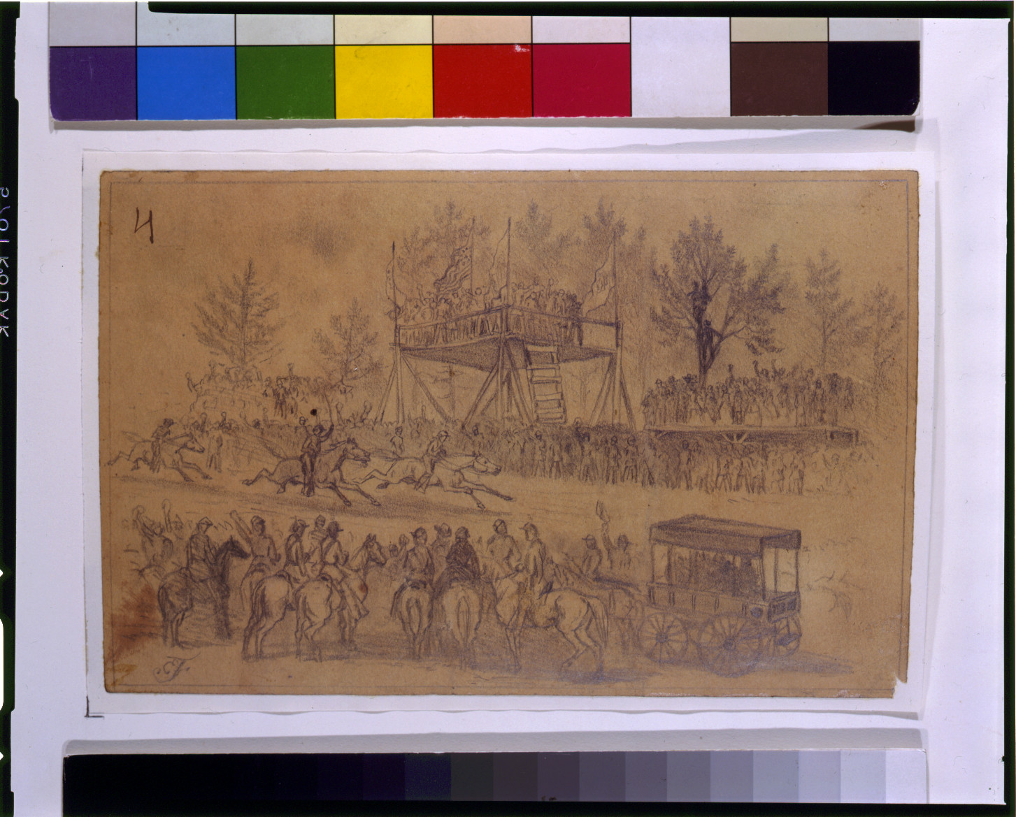 St. Patrick's Day in the army--The grand stand / EF., [1863] Mar. 17 — historic drawing
