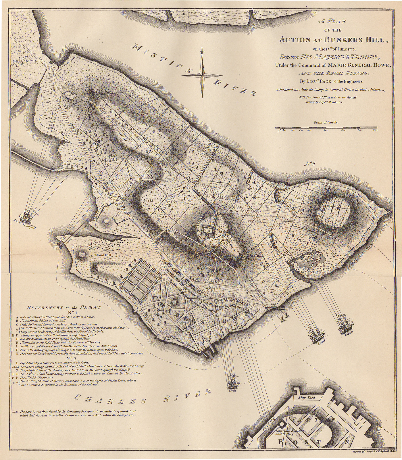 Bunker Hill, Massachusetts, 1775, 1775 — antique map