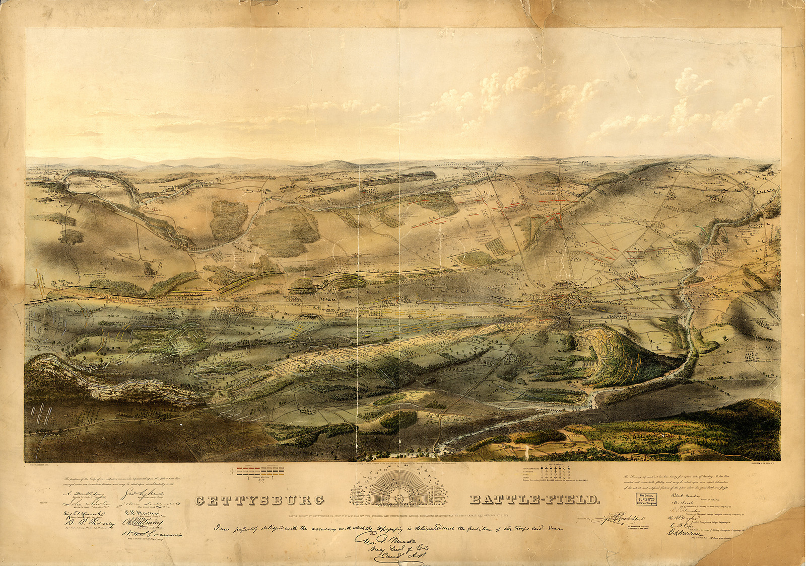 Gettysburg, Pennsylvania, 1863, 1863 — antique map