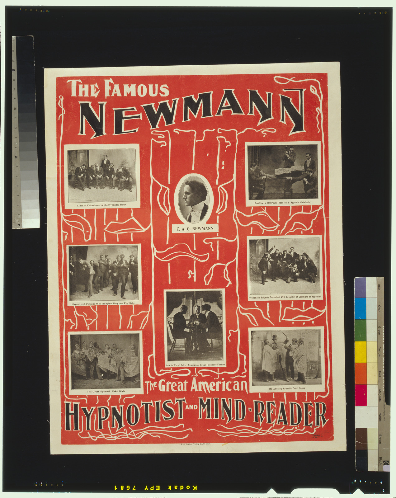 The famous Newmann the great American hypnotist and mind-reader., St. Louis : Great Western Printing Co., [ca. 1928] — vintage poster