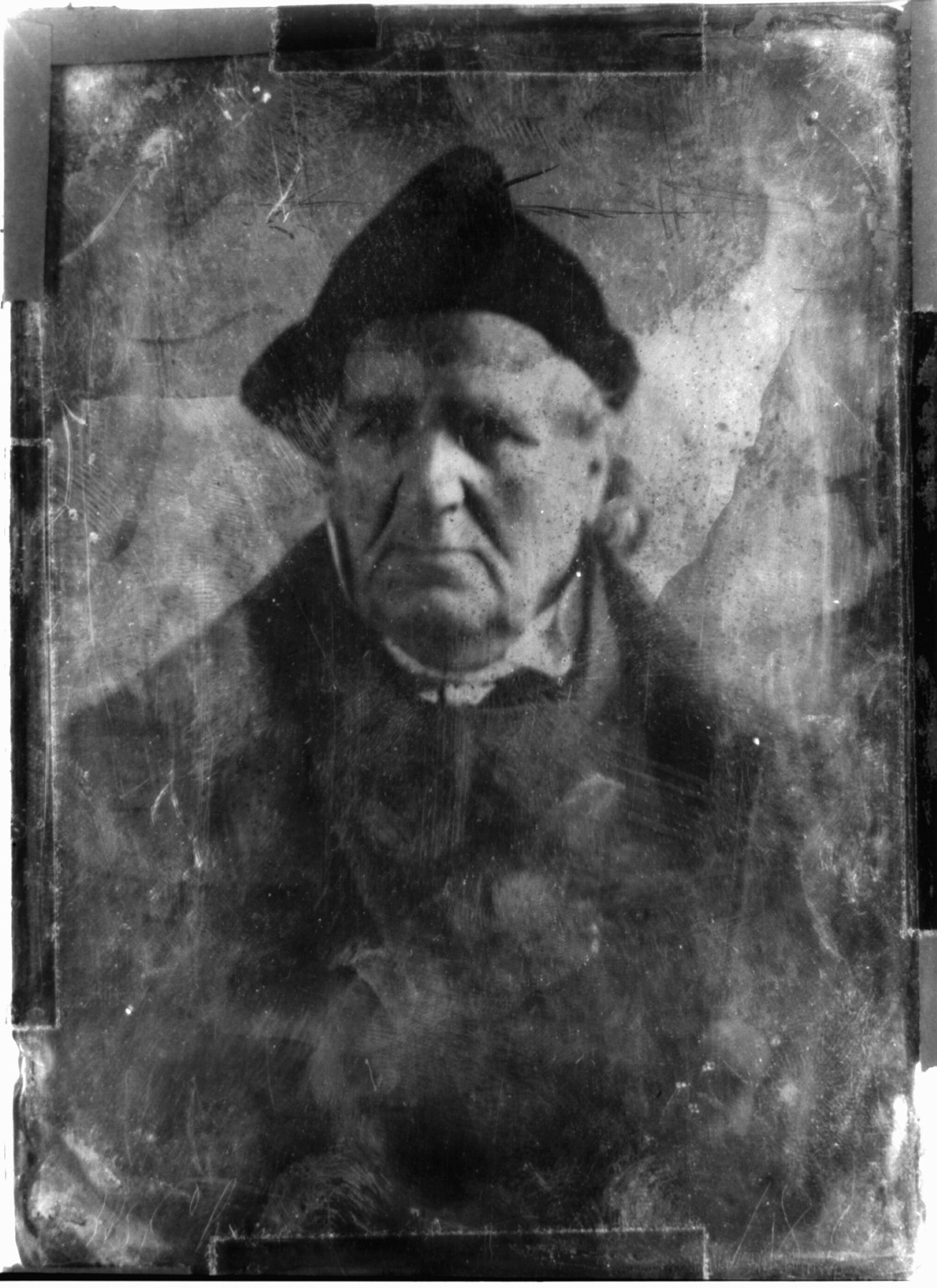 [Philander Chase, head-and-shoulders portrait, slightly to the left with eyes facing front, wearing clerical cap], [between 1844 and 1852] — historic photograph