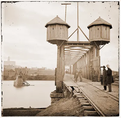Nashville Tennessee. Fortified bridge over the Cumberland River