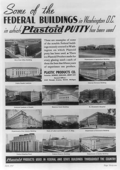 Some of the federal buildings in Washington, D.C. in which Plastoid Putty has been used