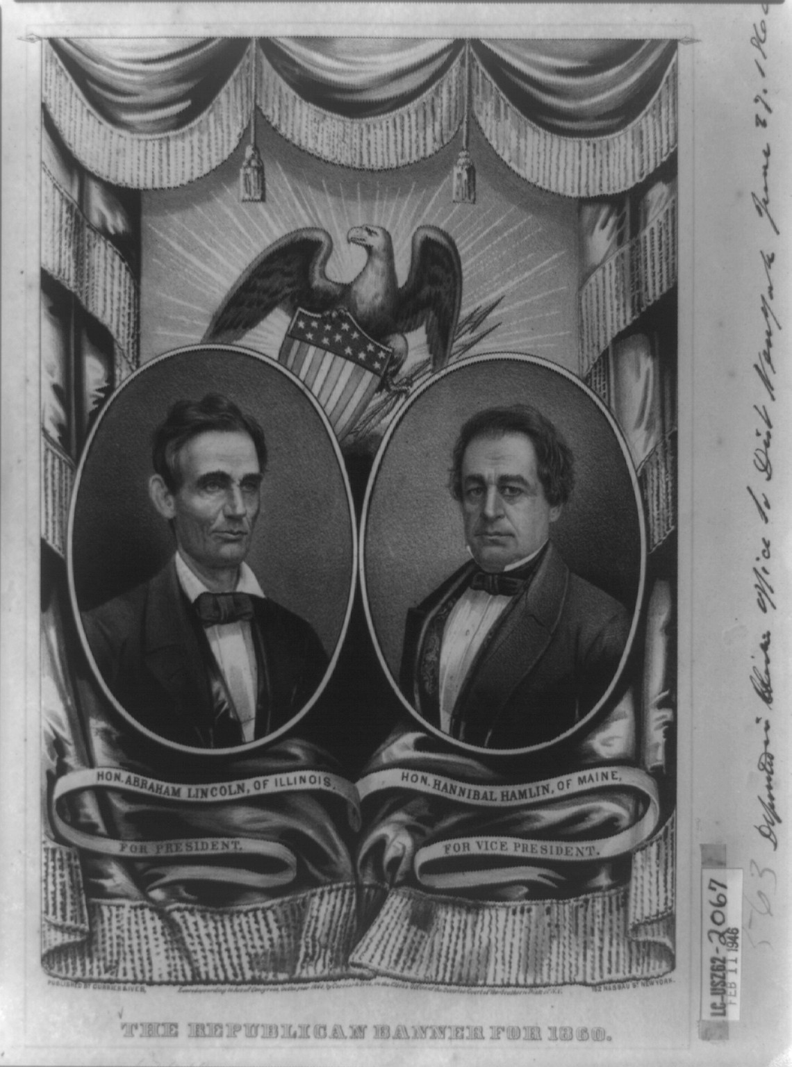 The Republican banner for 1860, New York : Published by Currier & Ives, c1860. — antique lithograph