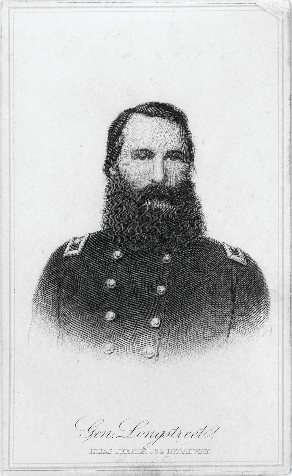 Gen. Longstreet, [New York] Elias Dexter, 564 Broadway, [between 1860 and 1890] — antique engraving