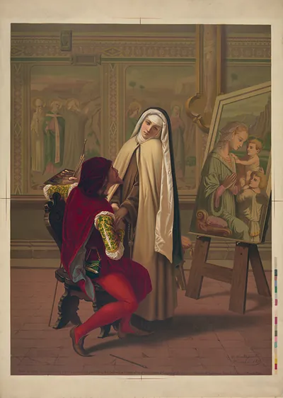 Love or Duty: Painter and Nun Before a Madonna Painting