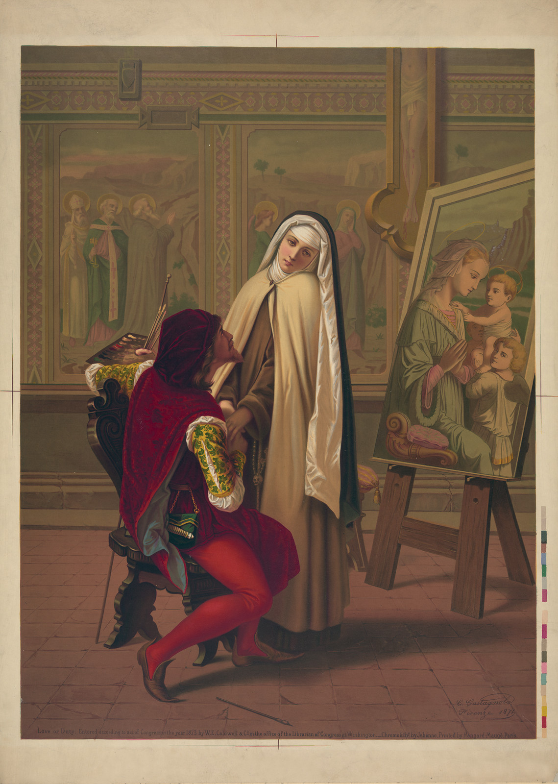 Love or Duty: Painter and Nun Before a Madonna Painting — historic image