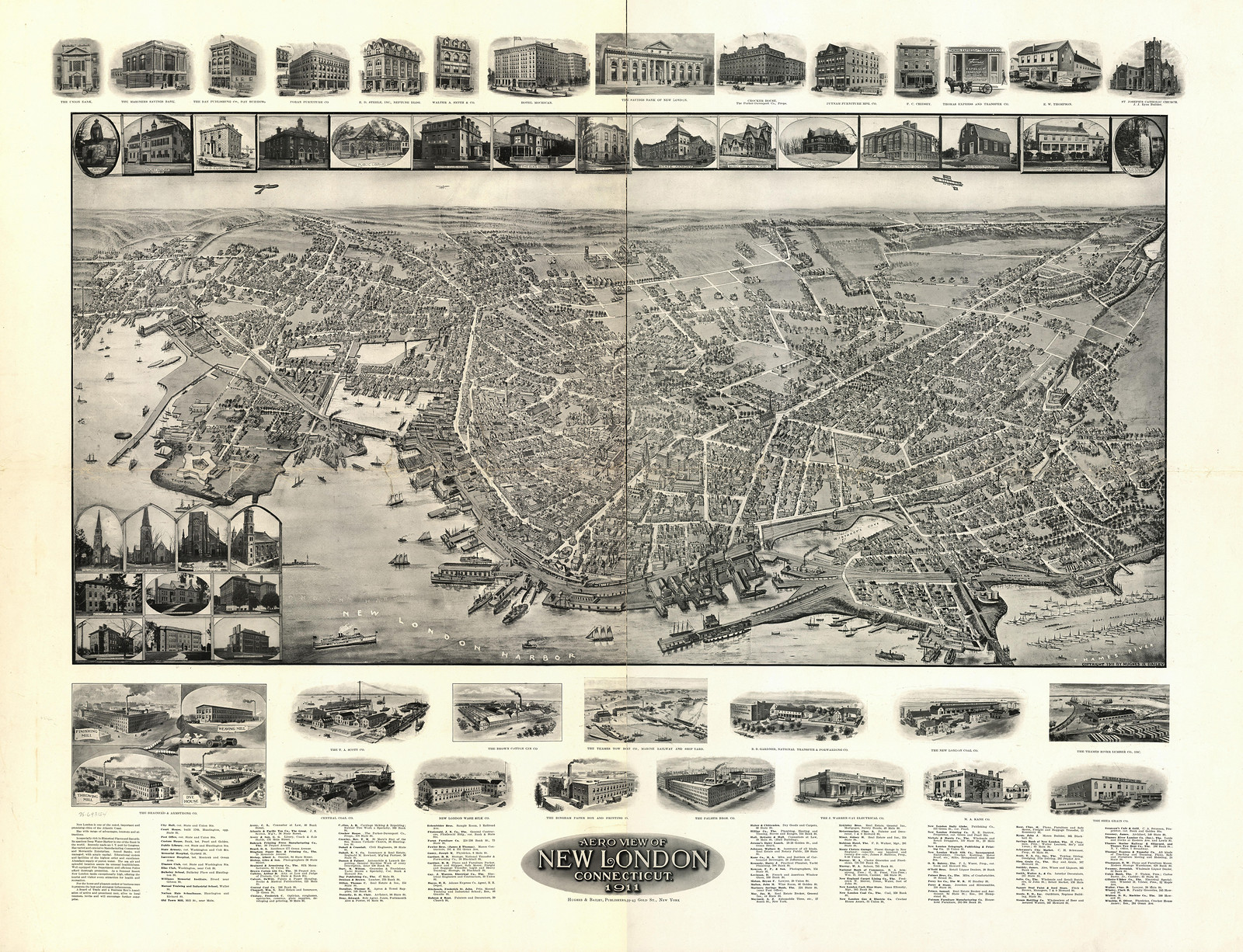 New London, Connecticut, 1911, 1911 — antique map