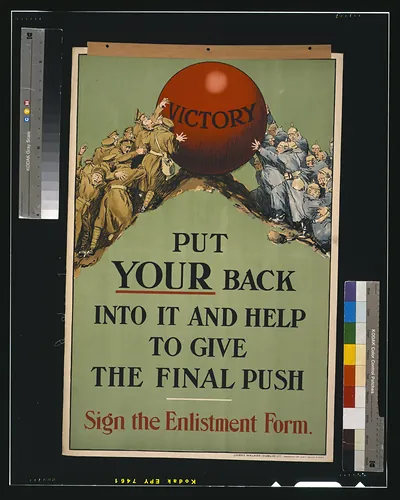 Put your back into it and help to give the final push. Sign the enlistment form / James Walker (Dublin) Ltd.