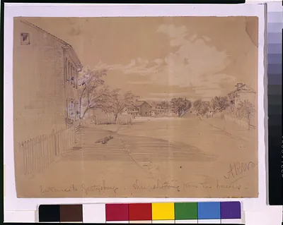 Entrance to Gettysburg--sharpshooting from the houses