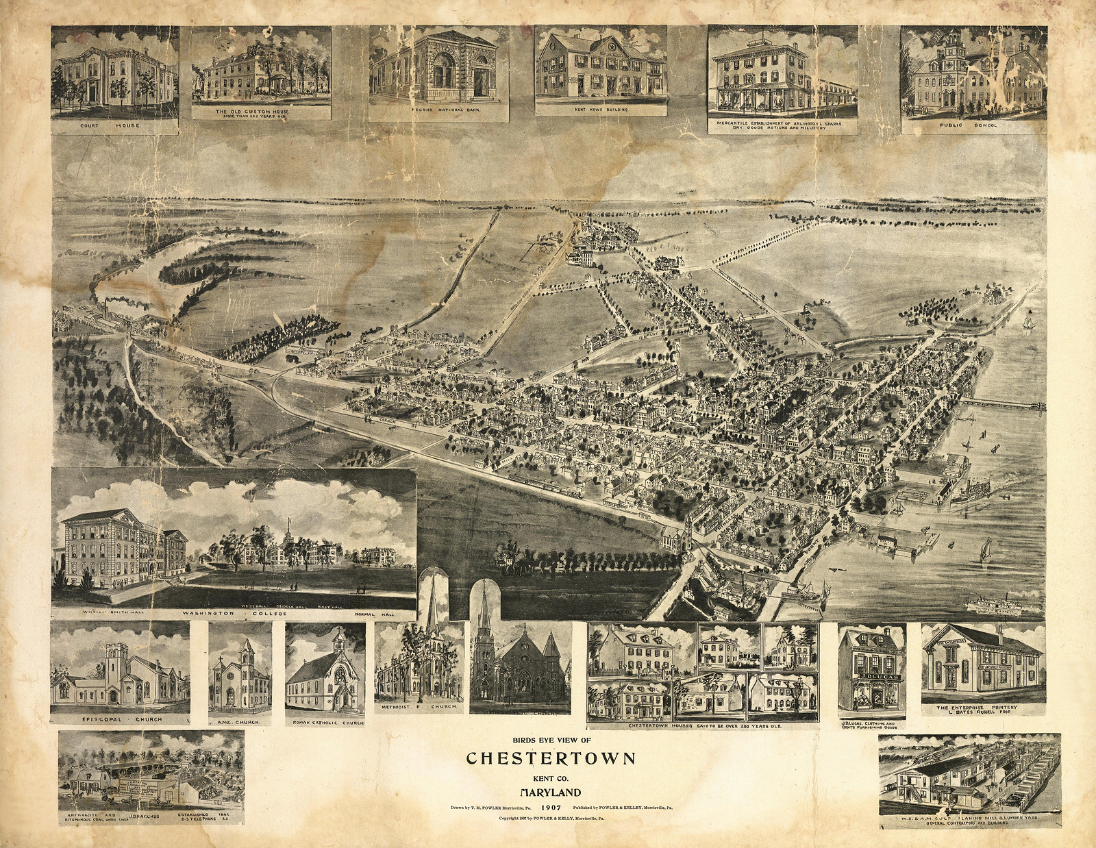 Chestertown, Maryland, 1907, 1907 — antique map