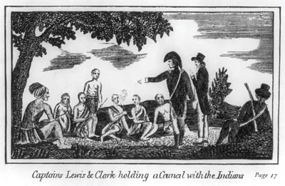 Captain Lewis & Clark holding a council with the Indians