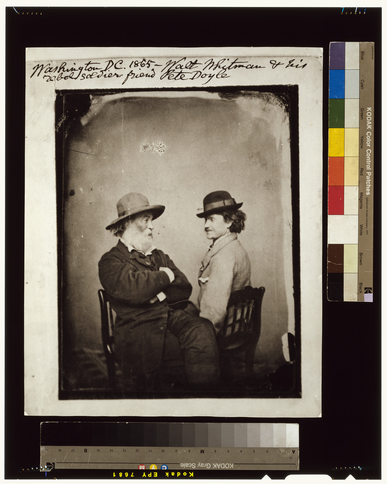 Walt Whitman & his rebel soldier friend Pete Doyle, Washington, D.C., 1865, 1865 — historic photograph