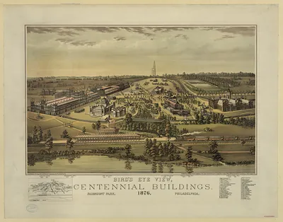 Bird's Eye View, Centennial Buildings, Fairmount Park, Philadelphia, 1876