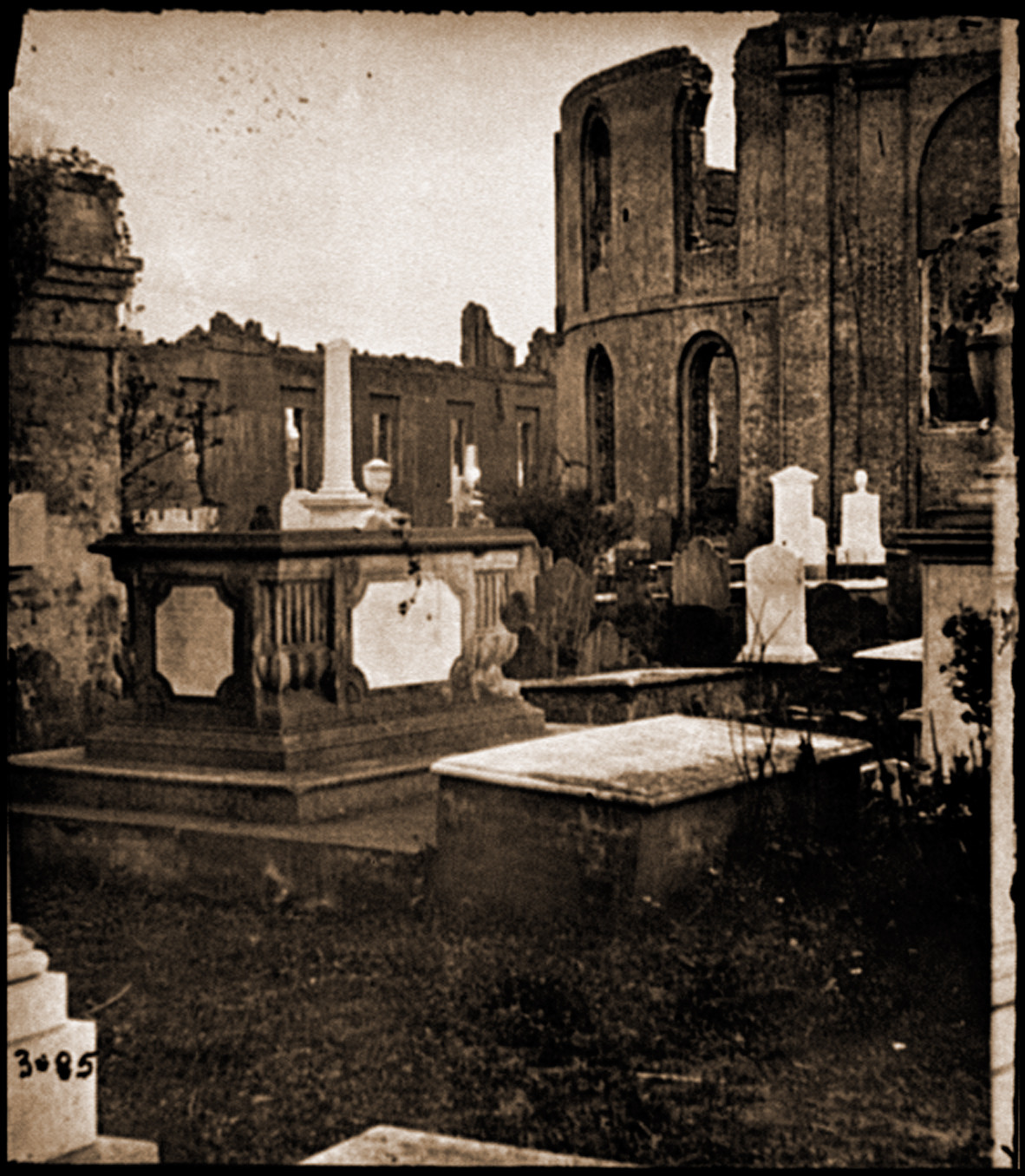 Charleston S.C. Graveyard of the ruined Circular Church, 1865 — historic photograph