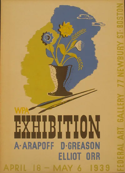 WPA Exhibition poster, Federal Art Gallery, Boston, April-May 1939