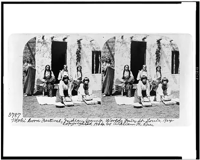 Moki corn festival, Indian camp, World's Fair, St. Louis, 1904