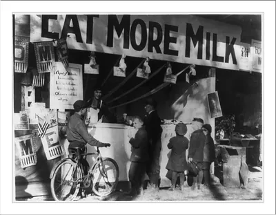 The Milk Booth at the State 4 H Fair at Charleston, W. Va. Location: Charleston, West Virginia / Photo by Lewis W. Hine.