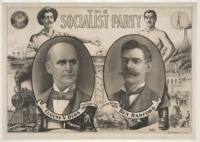 The Socialist Party campaign poster, 1904, Debs and Hanford