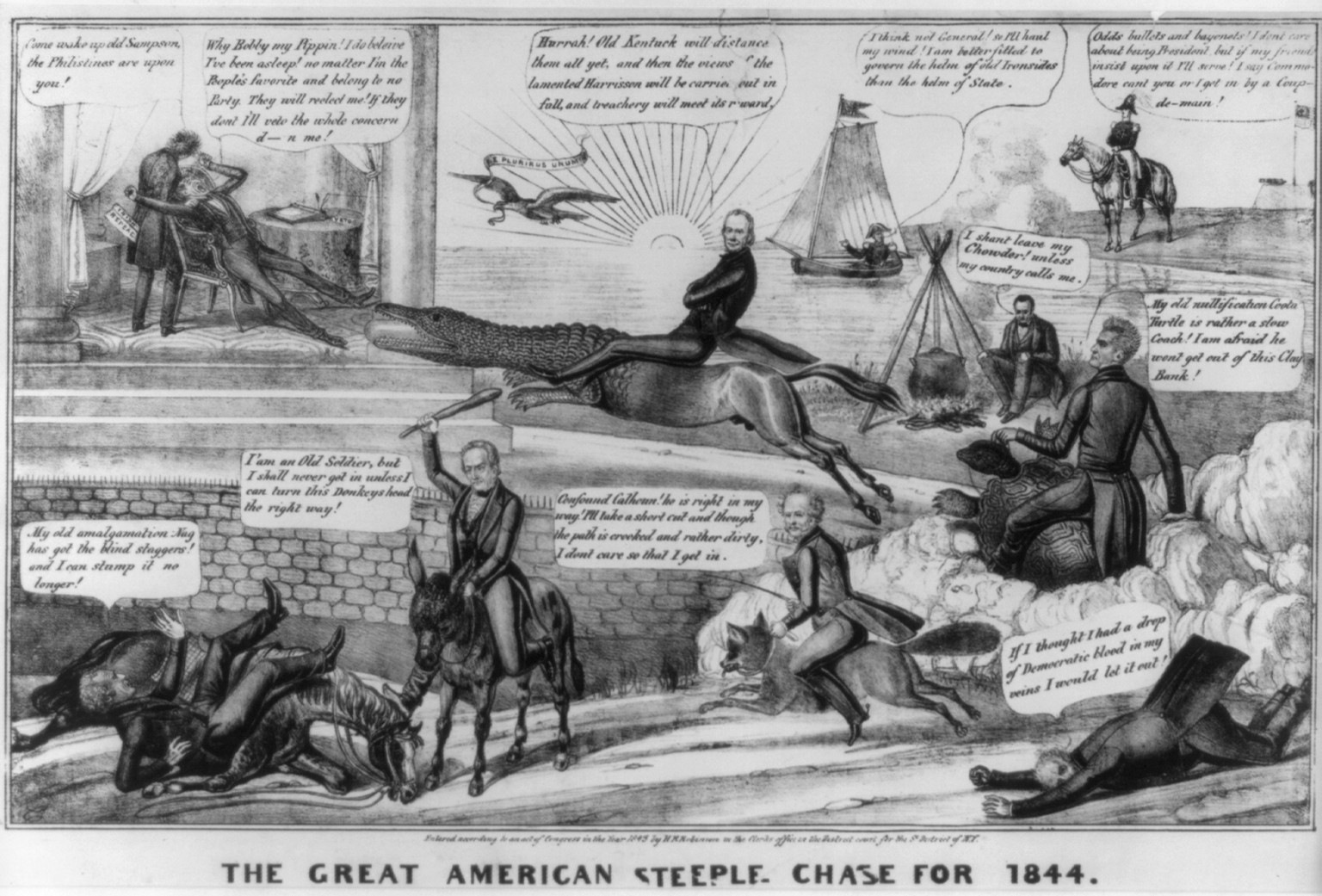 The great American steeple chase for 1844, 1843 — antique lithograph