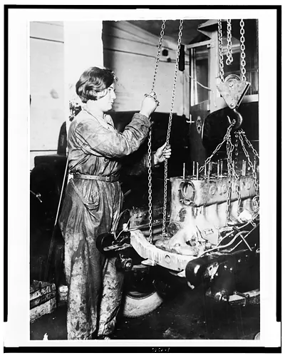 Berlin's first and only woman auto mechanic / photo by Underwood & Underwood, Inc.