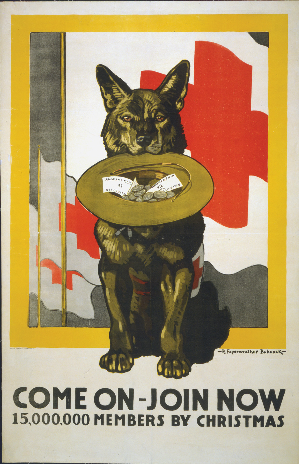 Come On - Join Now 15,000,000 Members by Christmas, c. 1917 — vintage poster