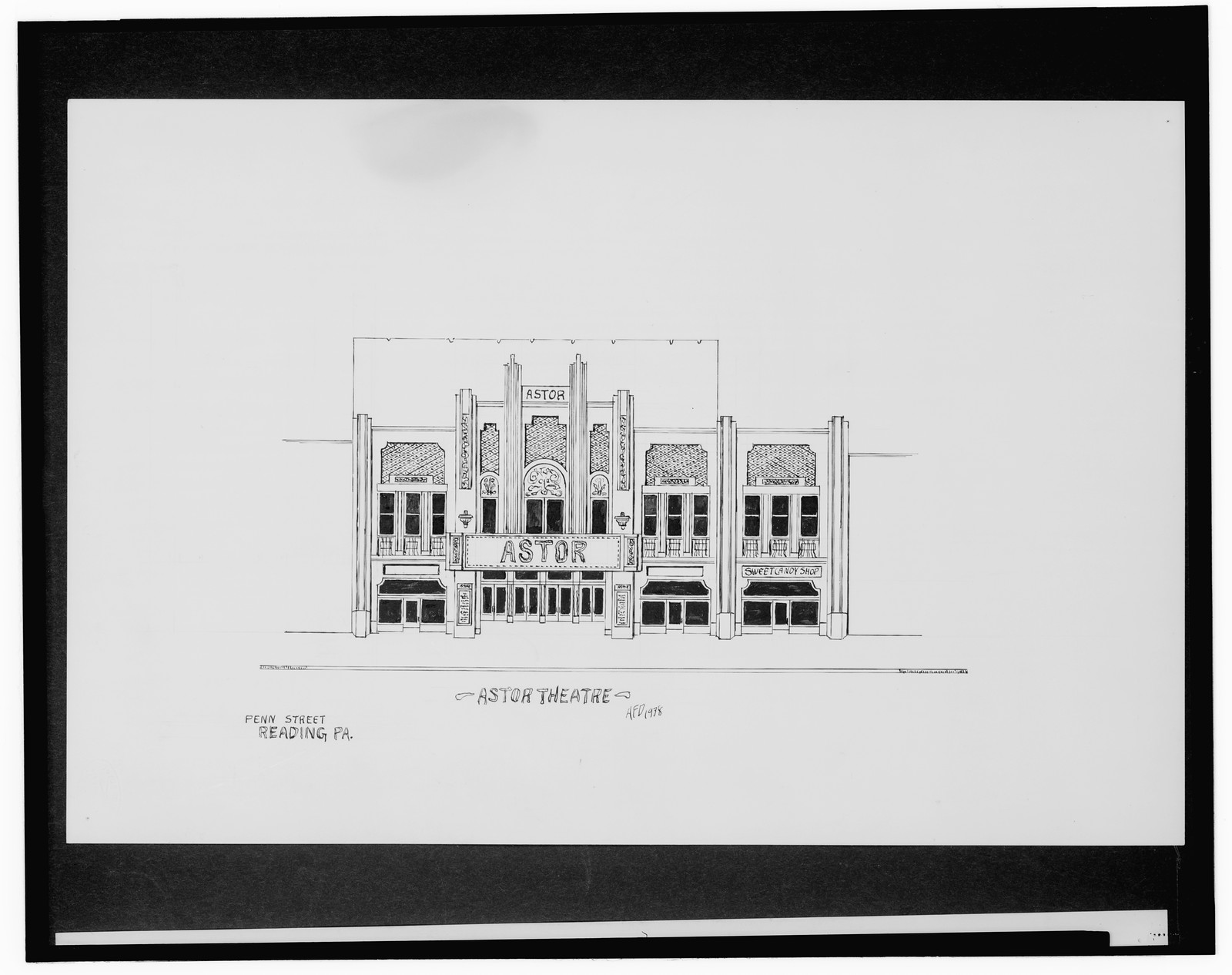 [Astor Theatre, Penn St., Reading, Pennsylvania] / AFD 1938., And Engineering (ADE) Drawings — vintage poster