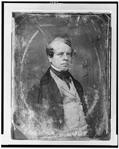 Daguerreotype portrait of a man in a high collar