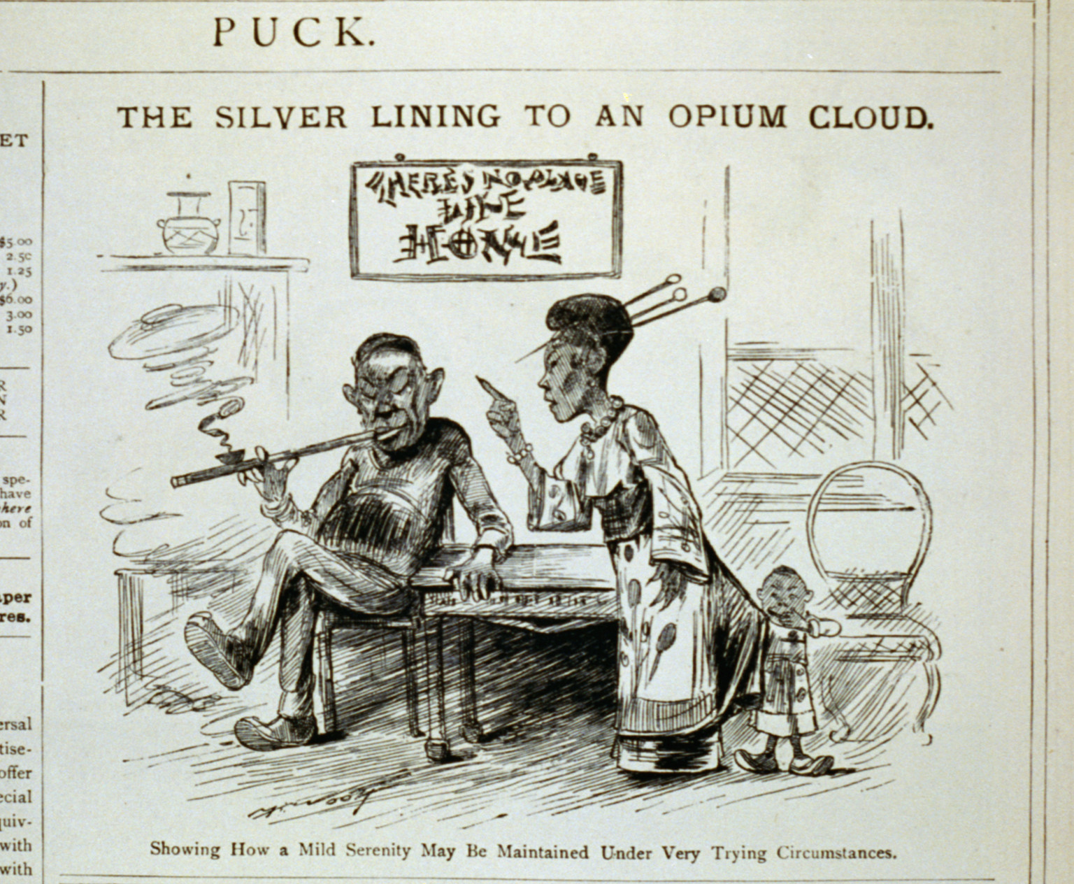 The silver lining to an opium cloud, 1885 — antique engraving