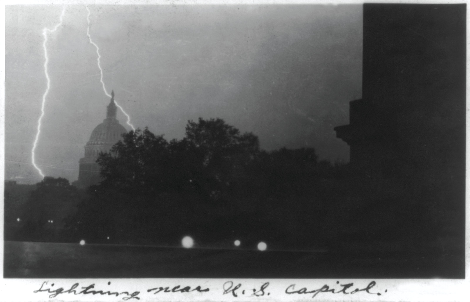 Lightning near U.S. Capitol, 1931 June 29. — historic photograph