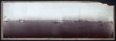 Victorious US fleet off Tompkinsville, New York, 1898