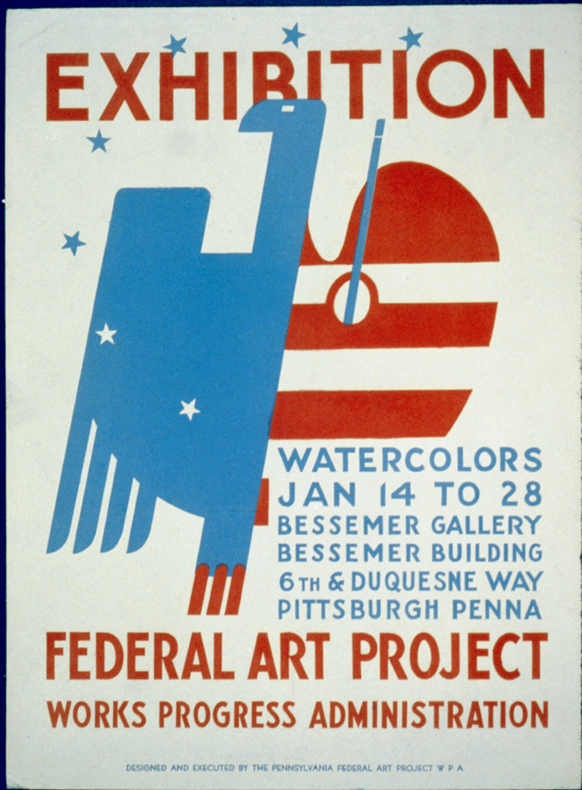 Exhibition [of] watercolors, 1936 — vintage poster