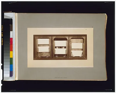 Front of electro-shutters, with positions of panels before, during, and after exposure