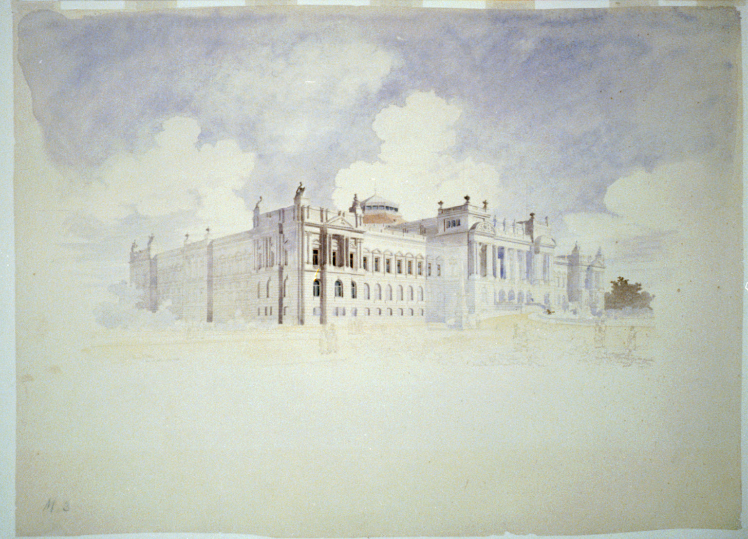 [Library of Congress, Washington, D.C. Exterior perspective rendering], and Engineering (ADE) Drawings" (http://www.loc.gov/rr/print/res/103_ade.html)." — historic drawing