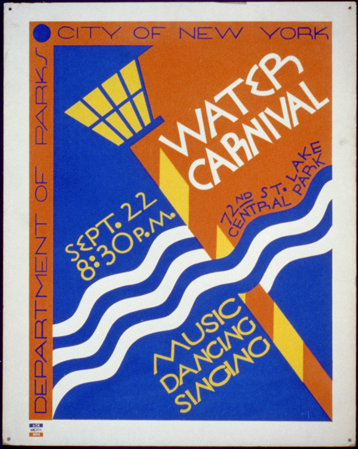 Water carnival Music dancing singing., 1936 — vintage poster