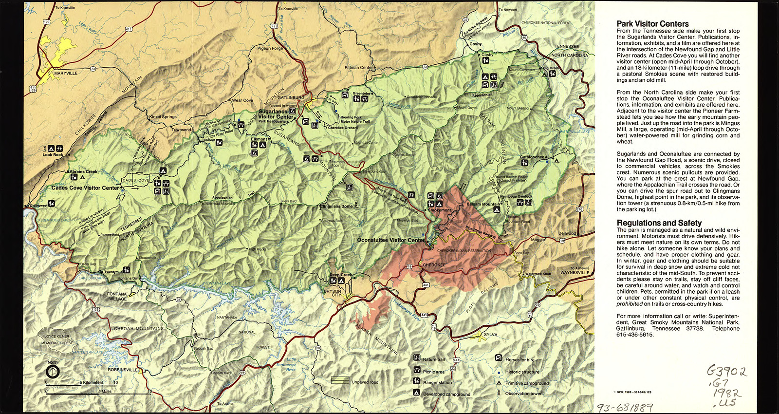 Great Smoky Mountains National Park visitor map, 1982, 1982 — antique map