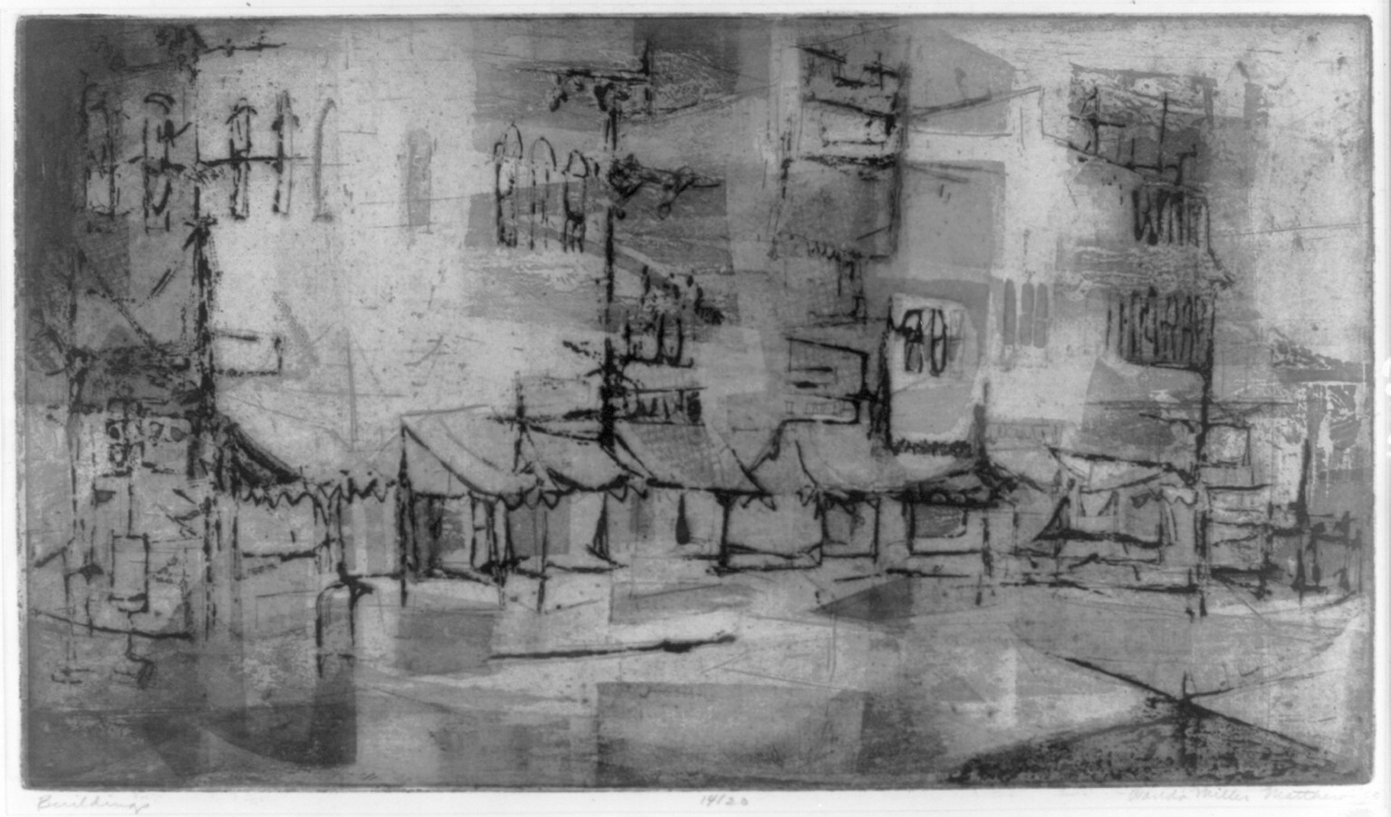 Buildings / Wanda Miller Matthews, 1953 — historic print